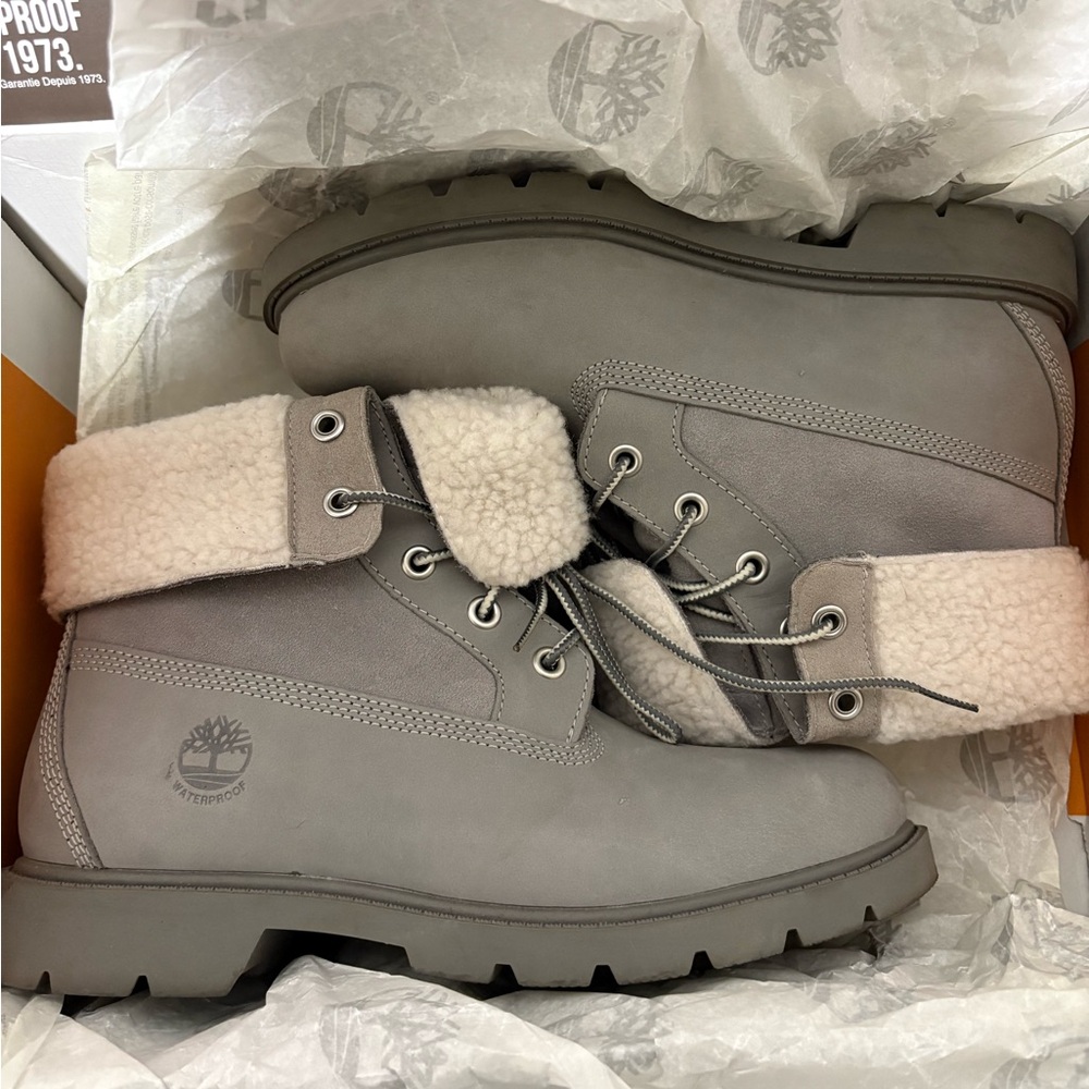 Timberland Linden Woods Waterproof Womens 7 Fleece Fold Down Boots Primaloft